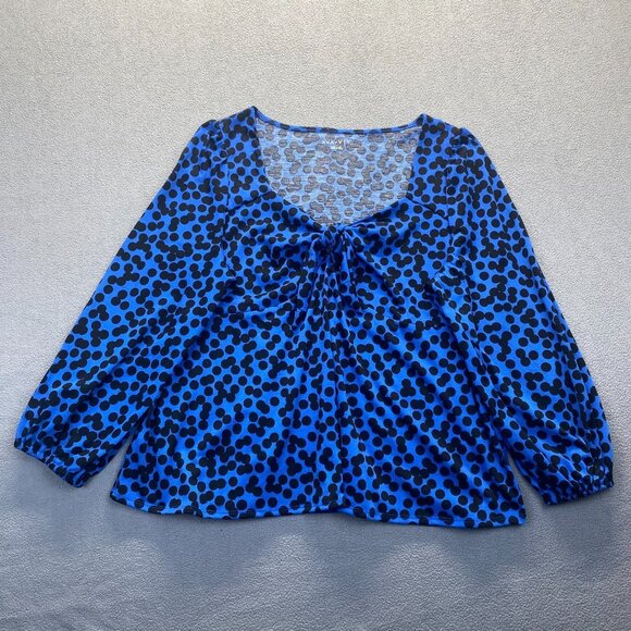 Ava & Viv Plus Size 3X Women's Long Balloon Sleeve Tie-Front Shirt Polka Dot - Picture 12 of 12